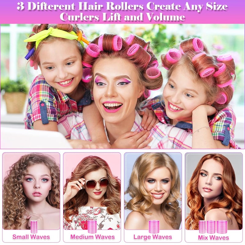 Cludoo Jumbo Hair Curlers Rollers with Clips, 28 Pcs Self Grip Rollers Set for Volume and Curls - 6.3cm, 4.3cm, 3.7cm for Long, Medium, Short, Thick Hair, Bangs, and Salon Hair Styling - Image 5